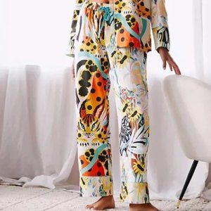 Anthropologie Marcos Navarro Flannel Sleepwear Pajama Pants Ivory Print XXS
